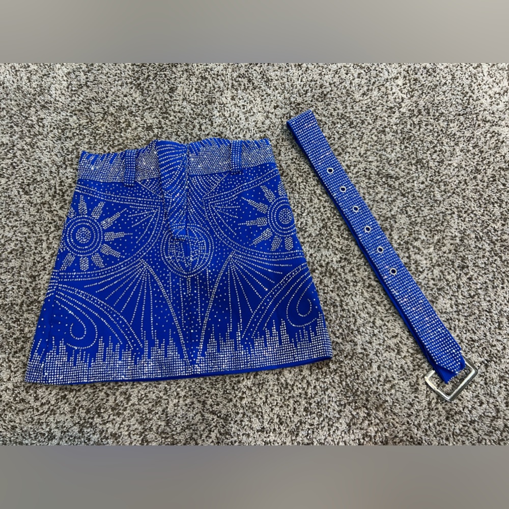 Rhinestone skirt and belt set